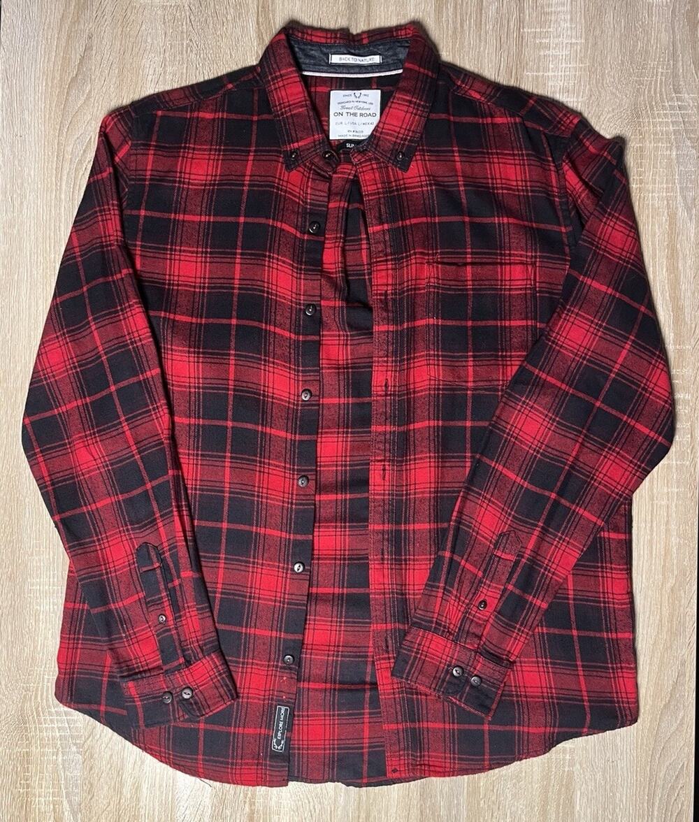 Great Outdoors On The Road Black and Red Flannel Mens Shirt